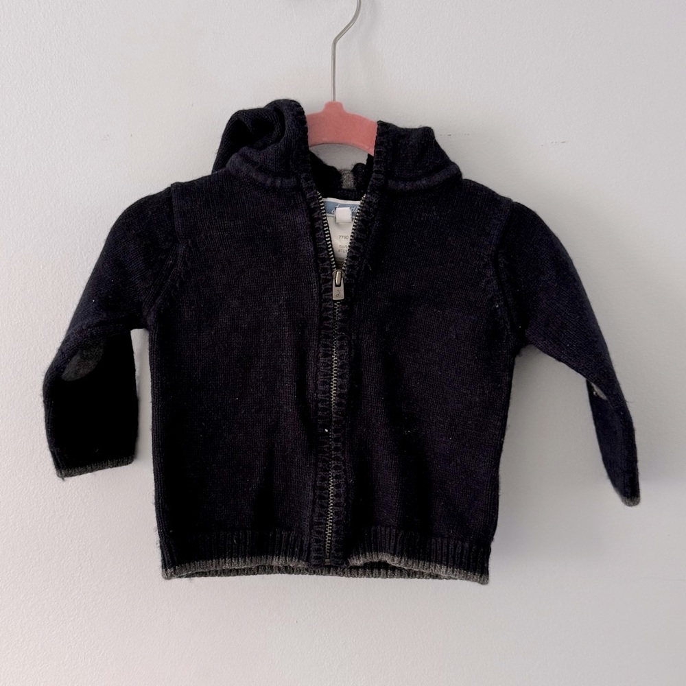 Boys 6M Jacadi Blue Wool Hooded Sweater